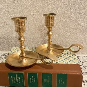 Vintage Brass Chamber Stick Candlesticks‎ Mid Century Modern Set of 2 mcm